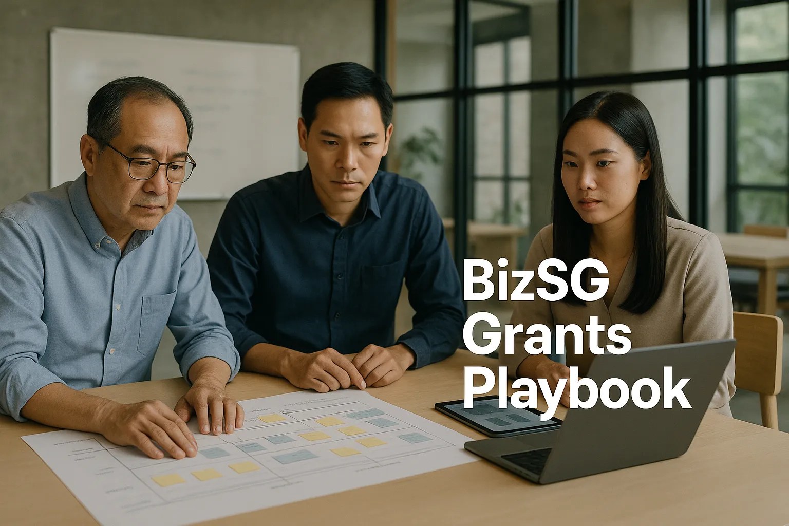 How can Singapore SMEs use BizSG and innovation centres to plan a grant-ready, bankable AI or growth project?